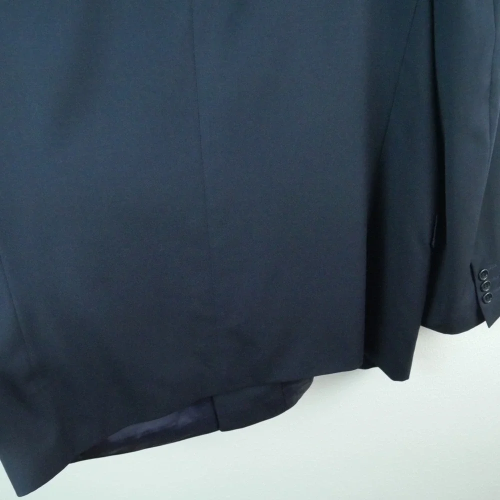 Hugo Boss Navy Blue Double Breasted Wool Blazer Jacket 44R Vintage Oversized 90s